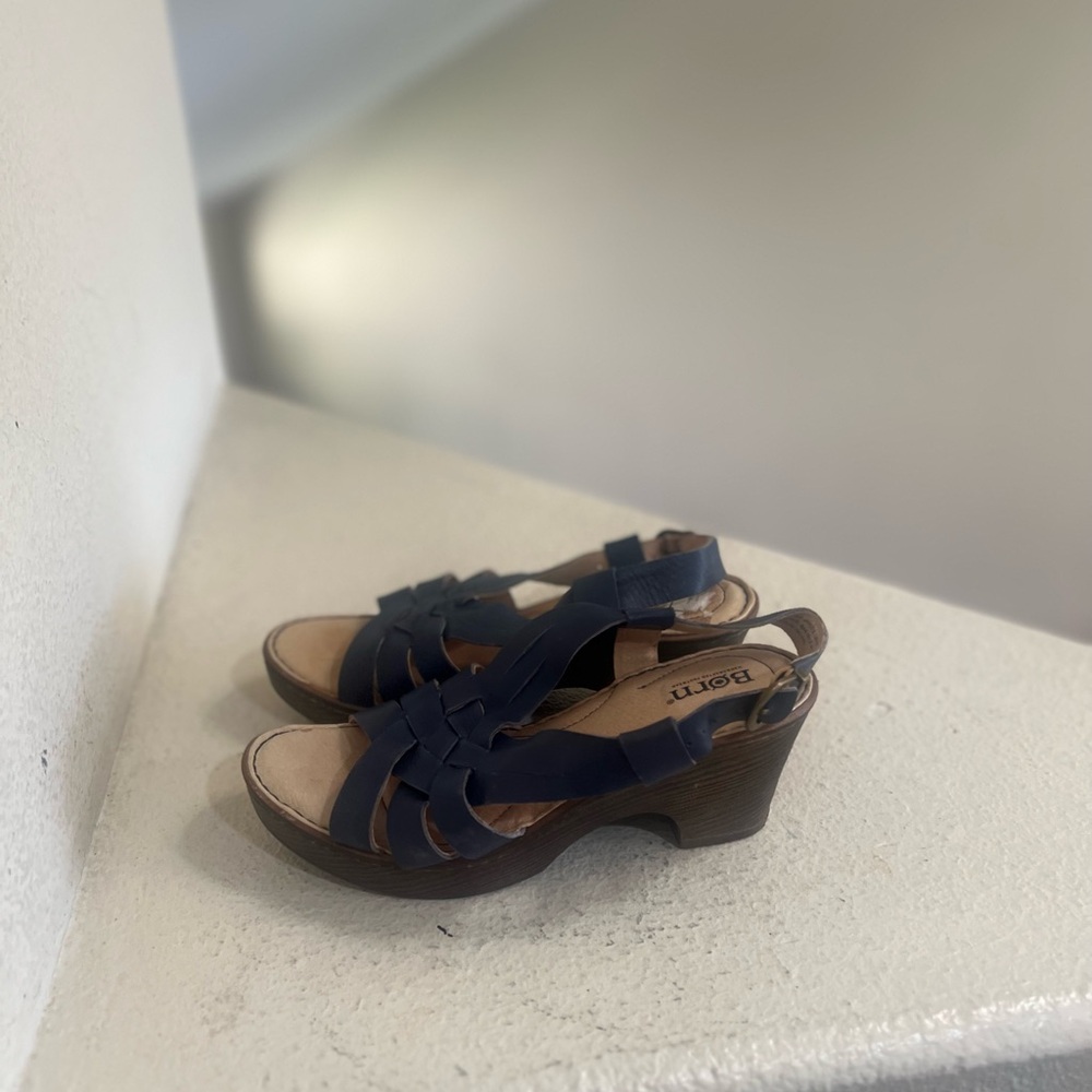 Born Women's Sz 8 Crevalle Navy Platform Office‎ Profesional coquette Sandals